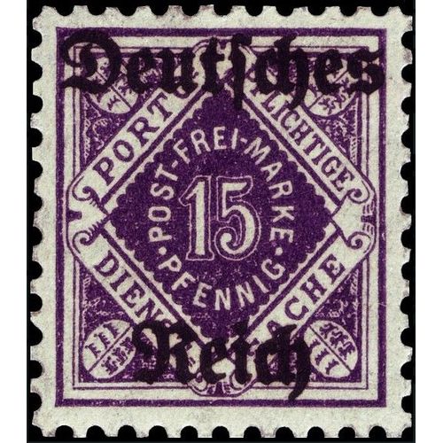 Allemagne, Ancien État De Wurtemberg 1920, Très Beau Timbre De Service Neuf** Luxe Yvert 132 De Wurtemberg, 15pf. Violet Surchargé "Deutsches Reich", Cote 16Ur.