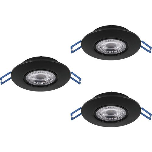 SUBZONAL-EGLO Lot de 3 spots LED encastrables Zujar, luminaires intérieurs encastrés en plastique noir, éclairage de plafond blanc chaud, plafonniers Ø 8,5 cm