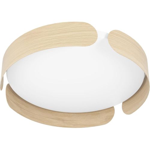 Subzonal-Luminaire Plafonnier Led Valcasotto, Lustre Minimaliste En Métal Aspect Bois Et Plastique Blanche, Lampe De Plafond Pour Salon Et Chambre À Coucher, Blanc Chaud