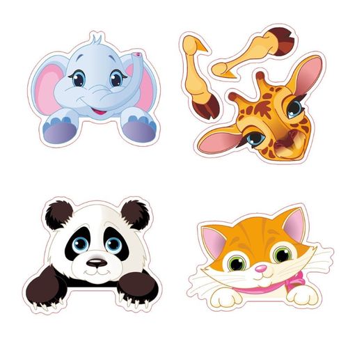 Autocollant Mural Amovible En Forme D'Animal De Dessin Animé, Pour Interrupteur, Décoration, Éléphant, Chat, Pour Enfants, Salon, Maison, 4 Pièces