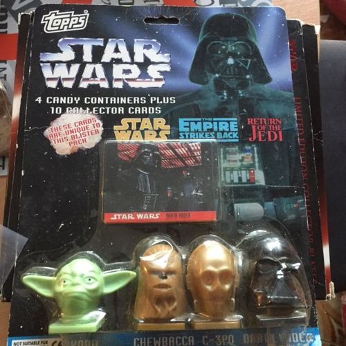 Star Wars Lot De 4 Têtes Boites À Bonbons + 10 Trading Cards De 1995 (Dark Vador / Yoda