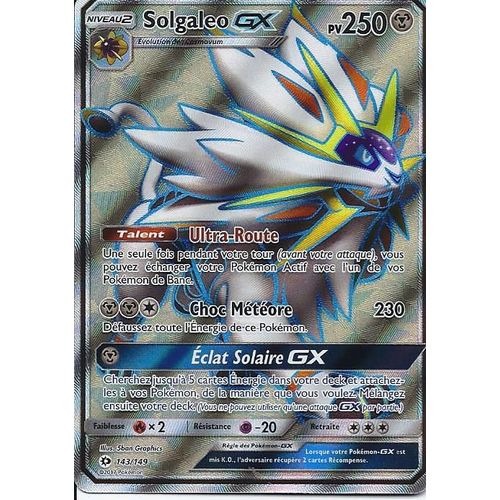 Carte Ultra Rare Full Art Solgaleo Gx 143/149 - Soleil Et Lune