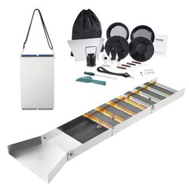 SUBZONAL-Kit d'Orpaillage Portable 23 Pièces Rampe d'Orpaillage 127 cm en Aluminium Résistant avec Bâtée Tamis Pipettes Pelle et Sac de Transport Sluice pour Mineur Prospecteur d'Or Jardin Rivières