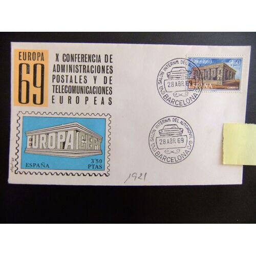 España Espange 1969 Fdc Europa Salon Internacional Del Auto Barcelona Edifil 1921 Yvert 1572