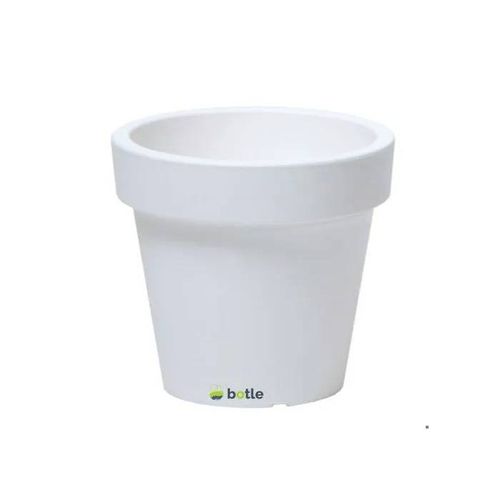 Pot De Fleurs Blanc Rond, Cache-Pot Classique Lisse Mat Ø 16 Cm, Plastique