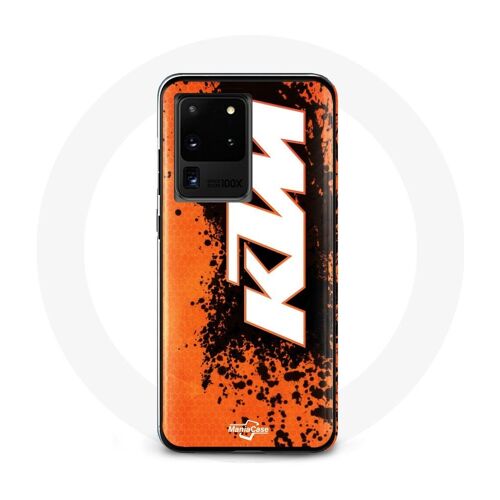Coque Pour Samsung Galaxy S20 Ultra Ktm Logo Blanc Fond Orange