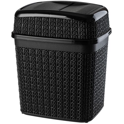 KADAX Poubelle avec couvercle à charnière, 5L, noir