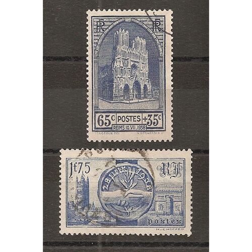 399 - 400 (1938) Reims 65c+35c / Souverains Britanniques Oblitérés (Cote 13,75e) (5059)