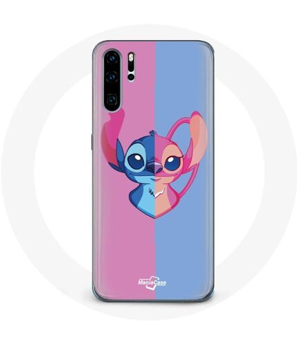 Coque Pour Huawei P30 Stitch Et Angel Bleu Rose