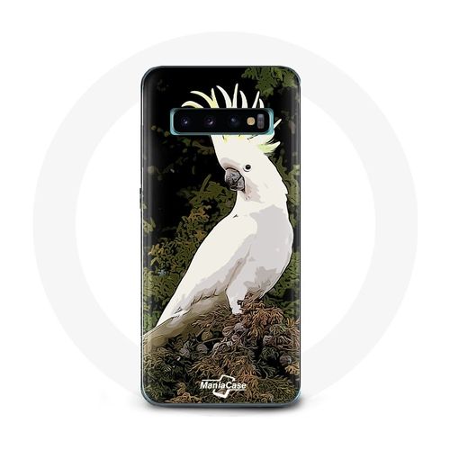 Coque Pour Samsung Galaxy S10 Edge Cacatoes Perroquets Blanc Sur L'arbre