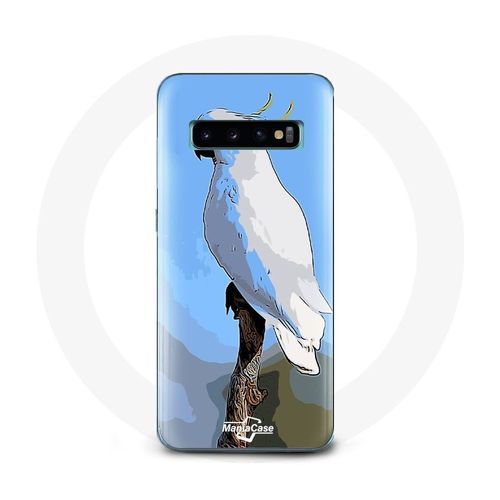 Coque Pour Samsung Galaxy S10 Edge Cacatoès Perroquets Blanc Oiseaux