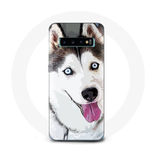 Coque Pour Samsung Galaxy S10 Husky Blanc De Sibérie Yeux Bleus
