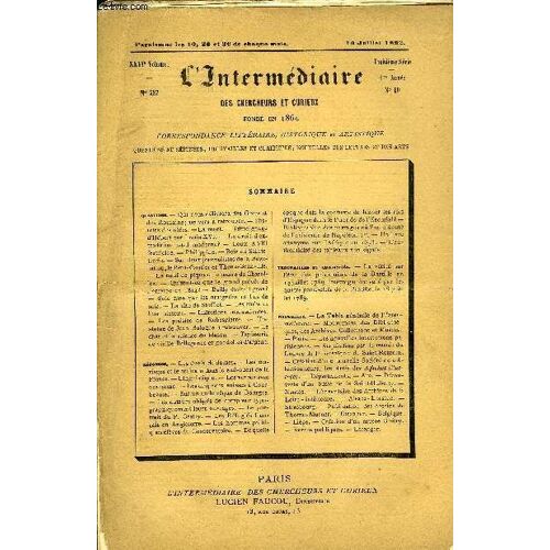 L'intermediaire Des Chercheurs Et Curieux N° 587 - Questions. ¿ Qui Nous Délivrera Des Grecs Et Des Romains Un Vers À Retrouver. ¿ Histoire Des Idées. ¿La Mort. ¿ Témoignage D¿Hébert Sur ...