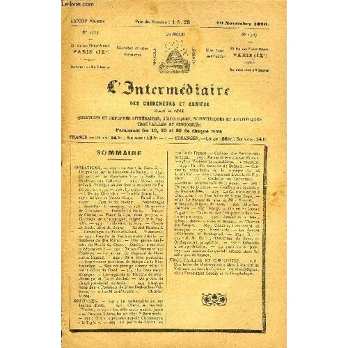 L'intermediaire Des Chercheurs Et Curieux N° 1527 - Questions. ¿ 233 : La Mort De Féroud. ¿ Un Propos Sur La Duchesse De Berry. ¿ 234 : Où Est L¿¿Il De Gambetta ? ¿ La Salle Des Machines ...