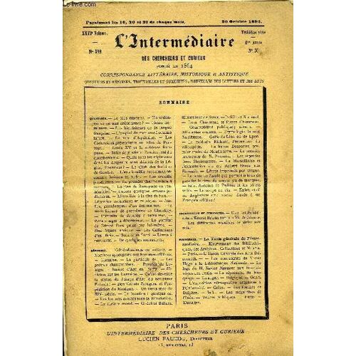 L'intermediaire Des Chercheurs Et Curieux N° 598 - Questions. ¿ Le Plus Éminent. ¿ Un Ordonnance Ou Une Ordonnance ? ¿ Timeo Ho-Minum. ¿ Les Bienfaiteurs De La Langue Française. ¿ L'emploi ...