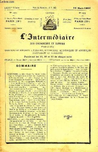L'intermediaire Des Chercheurs Et Curieux N° 1555 - Questions. ¿ 185 : Siège Du Havre (1562-63). ¿ Les Poursuites Contre Les Royalistes, À La Fin Du Consulat. ¿186 : Voyage De Lareine ...