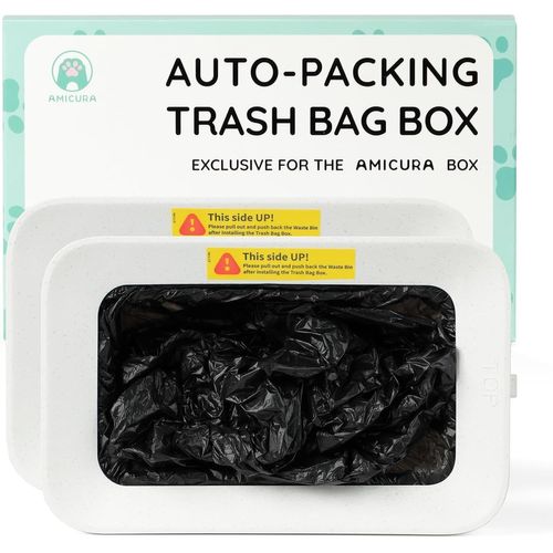 Cmws-Cura3 Cartouches De Sacs Biodégradables Auto-Emballants (2 Pièces) - Compatible Exclusif Avec Litière Autonettoyante Cura3