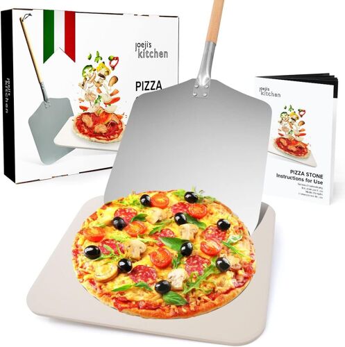 Jexnovashop-Lot De Véritables Pierre À Pizza Pour Four Et Pelle À Pizza Italiennes/Pierre À Pizza À Utiliser Au Four À La Maison/Pierre À Pizza Pour Le Bbq/Ronde, 30cm X 38cm