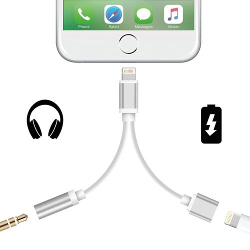2 En 1 Lightning Adaptateur Pour Iphone 7, Chargeur Et 3.5mm Jack Écouteur Adaptateur De Câble Pour L'iphone 7 7 Plus (Sliver)