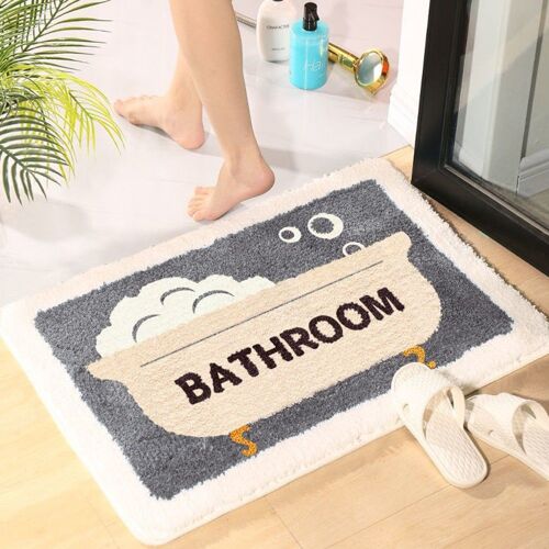 Tapis de Bain de Maison en Molleton de Corail pour Absorption d'Eau, Mousse à Mémoire de Forme, Antidérapant, Absorbant, Lavable, Idéal pour Sol de Toilettes et Salles de Bains