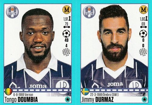 N°832 / N°833 - Toulouse - Tongo Doumbia / Jimmy Durmaz - Stickers Image Panini Foot 2016 / 2017