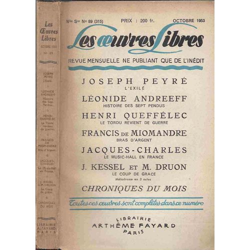 Les Oeuvres Libres - Numéro 89 : Octobre 1953