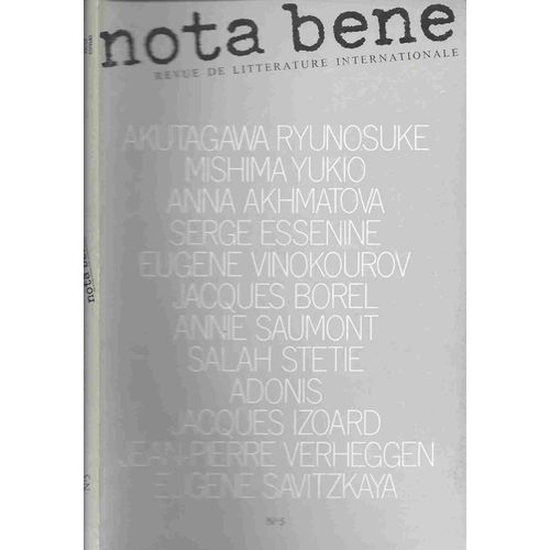 Nota Bene - Revue De Littérature Internationale - Numéro 5