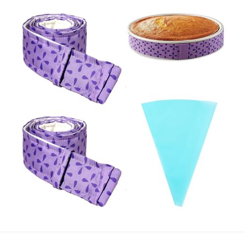 Kal-Lot De 2 Bandes De Cuisson Réglables En Coton Épais Absorbant Avec 1 Poche À Douille Pour Décoration De Gâteau
