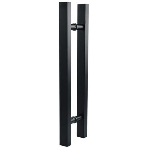 Poignée de porte en acier inoxydable noir, 2 pièces, accoudoir de porte en verre, Tube carré peint en noir