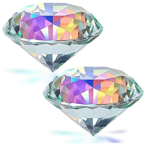 2PCS 50 mm / 2 pouces AB couleur facettée arc-en-ciel presse-papier cristal décor de bureau et faveurs de mariage