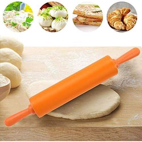 SUBZONAL-Rouleau à pâtisserie en silicone anti-adhésif pour pâte à pain, biscuits, fondant, pizza, etc. (Orange)