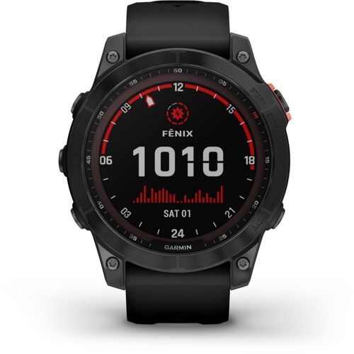 Garmin fenix 7 Solar - 47 mm - gris ardoise - montre de sport avec bracelet - silicone - noir - taille du poignet : 125-208 mm - affichage 1.3" - 16 Go - Bluetooth, Wi-Fi, ANT+ - 79 g