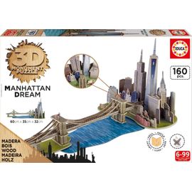 Puzzle 160 Pièces Puzzle 3d En Bois - Brooklyn Bridge, Manhattan Dream