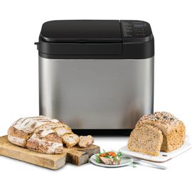 SUBZONAL-SD-YR2550SXE Machine à Pain Auto, Distributeurs de Raisins Secs, de Noix et de Levure, 31 Programmes Auto, Double Capteur de Température, Minuterie Numérique de 13 h, Écran LCD, Argenté