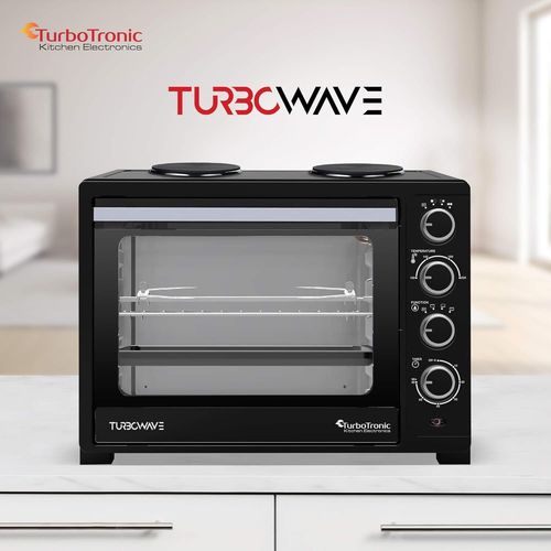 SUBZONAL-Turbotronic Mini four avec chaleur tournante et plaques de cuisson / 35 l/noir / 3200 W, mini four avec minuteur, four à pizza, tournebroche, plaque de cuisson, éclairage intérieur