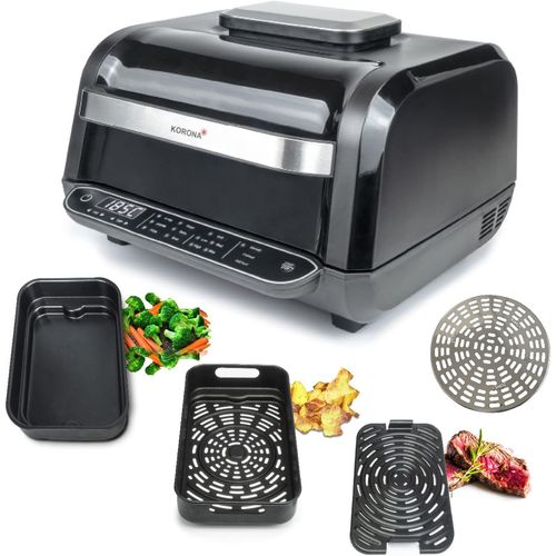 SUBZONAL-46160 Barbecue électrique |multifonctions 8 en 1| Friteuse à air chaud, four, four à pizza, fonction rôtissage, gril |4 niveaux de cuisson | Gril, panier de cuisson et marmite| Nettoyage fac