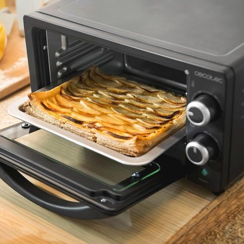 SUBZONAL-Four de comptoir Bake&Toast 1090 Noir, 10 L, 1000 W, Minuteur 60 minutes, Température réglable jusqu'à 230ºC, plaque de cuisson, grille et une poignée avec des pinces.