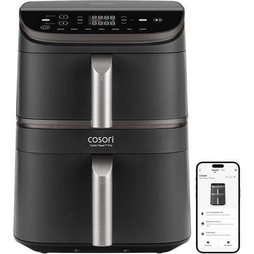 SUBZONAL-Air Fryer 10.8L Smart Turbo Tower Pro, Dual Blaze&Turbo Blaze,Friteuse sans huile avec 100% en Céramique,3 Niveaux Cuisson,7 Fonctions de Cuisson,68% d¿Économie d¿Énergie,50+ Recettes