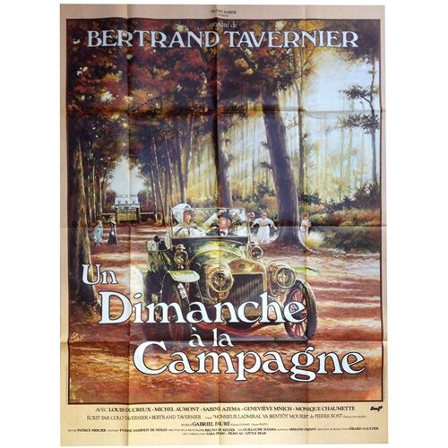Un Dimanche À La Campagne - Véritable Affiche De Cinéma Pliée - Format 120x160 - De Bertrand Tavernier Avec Sabine Azéma, Louis Ducreux, Michel Aumont - 1983