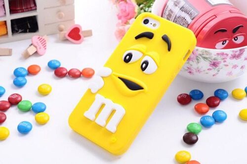 COQUE M&M'S JAUNE iPhone5 5S SE - SILICONE SOUPLE ÉTUI HOUSSE CRISTAL FINE