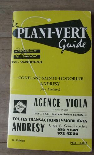 Plani-Vert Guide : Conlans-Sainte-Honorine - Andrésy ( 78 Yvelines): Nombreuses Publicités À L'intérieur