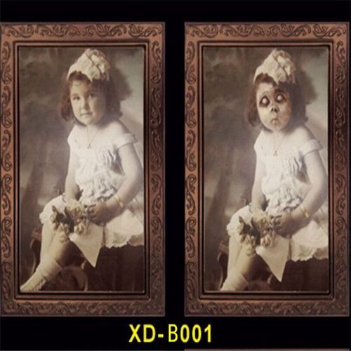 Cadre Photo fantôme 3D, 38x25CM, images d'horreur d'halloween, changeant de visage, accessoires de décoration de fête d'halloween, goutte d'eau