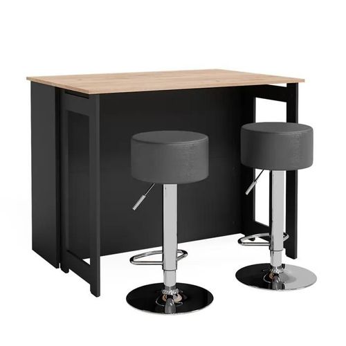 Vicco Set De Tables De Bar Dominic, Chêne De Force Doré, 116 X 37 Cm Avec 2 Tabourets De Bar