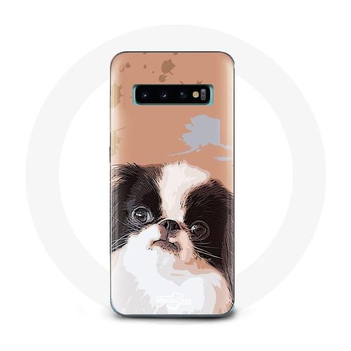 Coque Pour Samsung Galaxy S10 Edge Épagneul Japonais Noir Et Blanc Race De Chiens