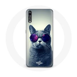 Coque Pour Huawei P20 Pro Chat Lunettes Violettes Style