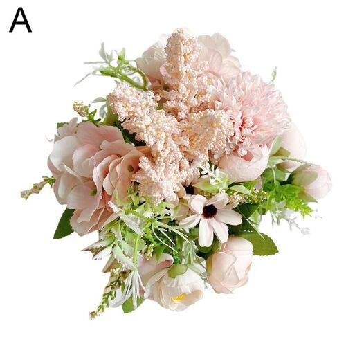 Nordique Fleur Artificielle Rose Tenue Mariage Bouquet De Fleurs En Soie pour Décoration de Table de Fête À La Maison Décorations D'automne Faux Flo X4J8