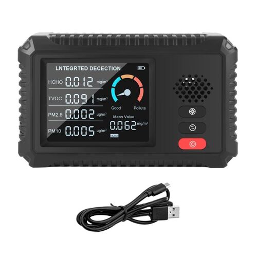 Détecteur de qualité de l'air M4YD, testeur précis de formaldéhyde HCHO TVOC PM2.5/PM10, détecteur de gaz d'air multifonctionnel, pour le bureau et la maison