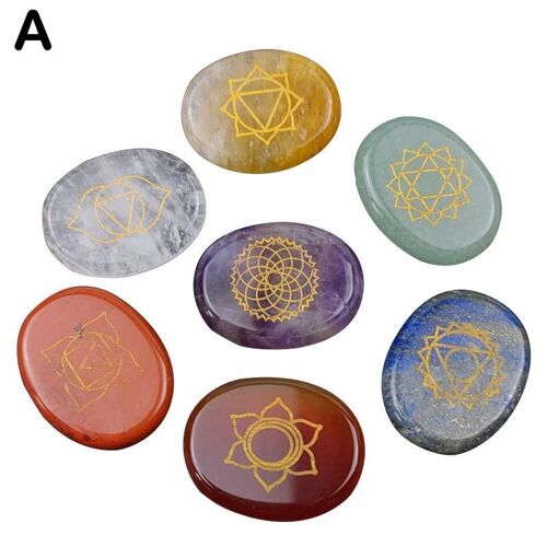 Ornements Ovales Aux Sept Chakras En Forme D'¿Uf, Pierres Précieuses En Cristal Naturel, Agate, Artisanat En Cristal, Symbole Violet Q1n3