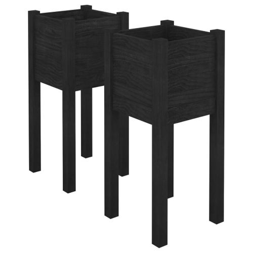 Vidaxl Jardinières D'extérieur 2 Pcs Noir 31x31x70 Cm Bois De Pin