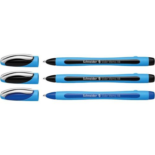 3 Stylos À Bille - Bleu/Noir - Pointe Extra Large Xb - Slider Memo Xb - Slider Rave Xb - Schneider